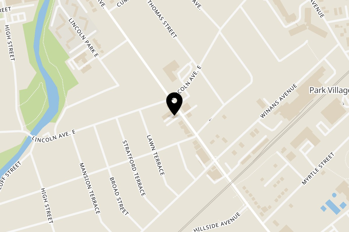 Map showing the location of Calabria Pizzeria on 208 Centennial Ave in Cranford